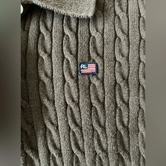 Vtg Women’s Polo Ralph Lauren cable knit short sleeve brown sweater XL - Picture 3 of 4